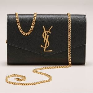 ❌SOLD⛔️UPTOWN CHAIN WALLET IN GRAIN DE POUDRE EMBOSSED LEATHER